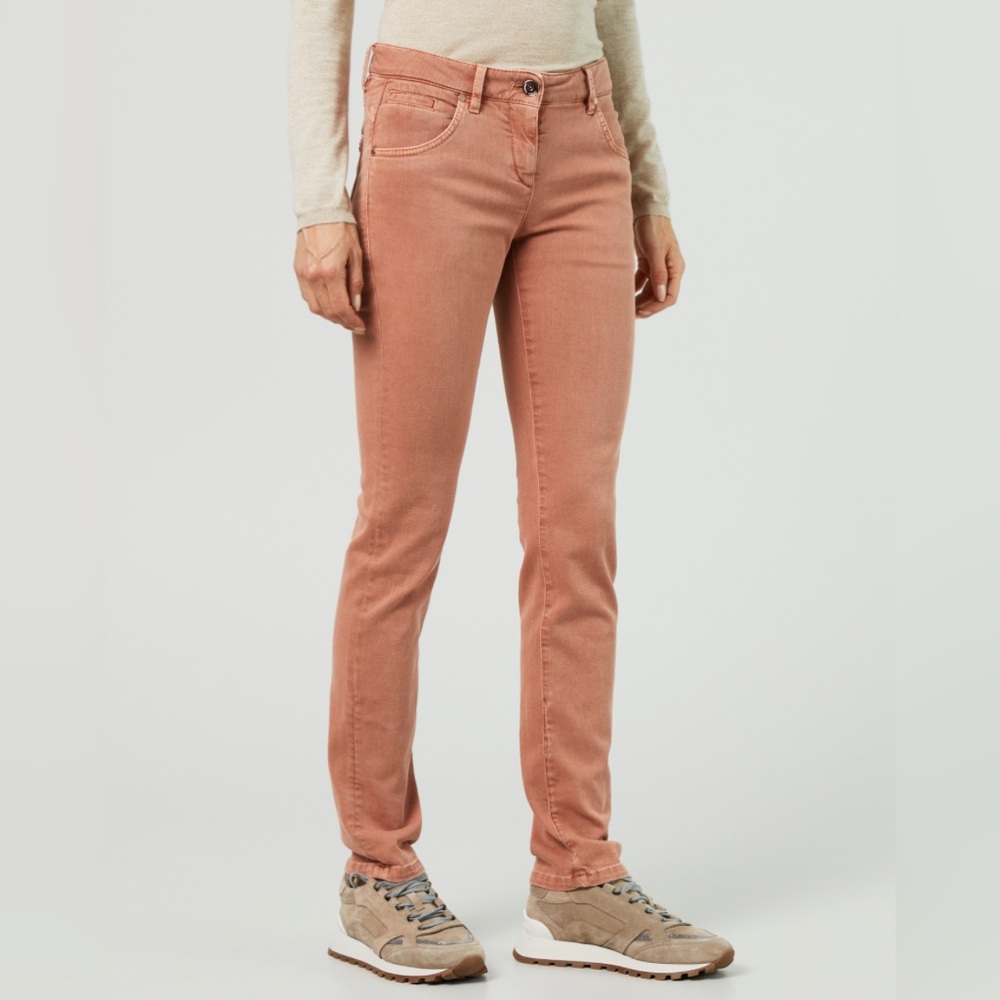 BRUNELLO CUCINELLI Chestnut Dyed Cotton Five Pocket Skinny Jeans